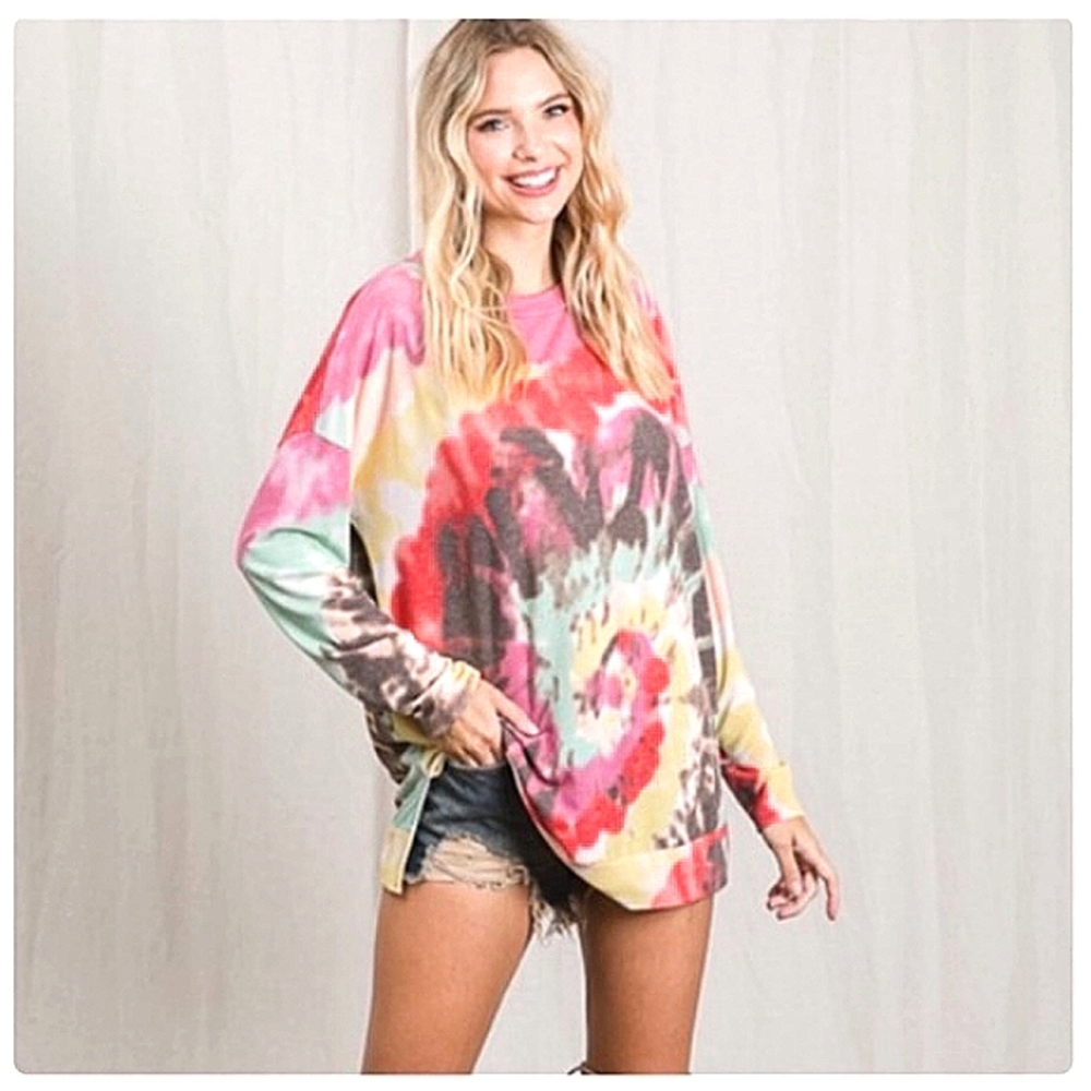 Tie Dyed Comfy Cute Cozy & Soft Long Sleeve Sweater Top